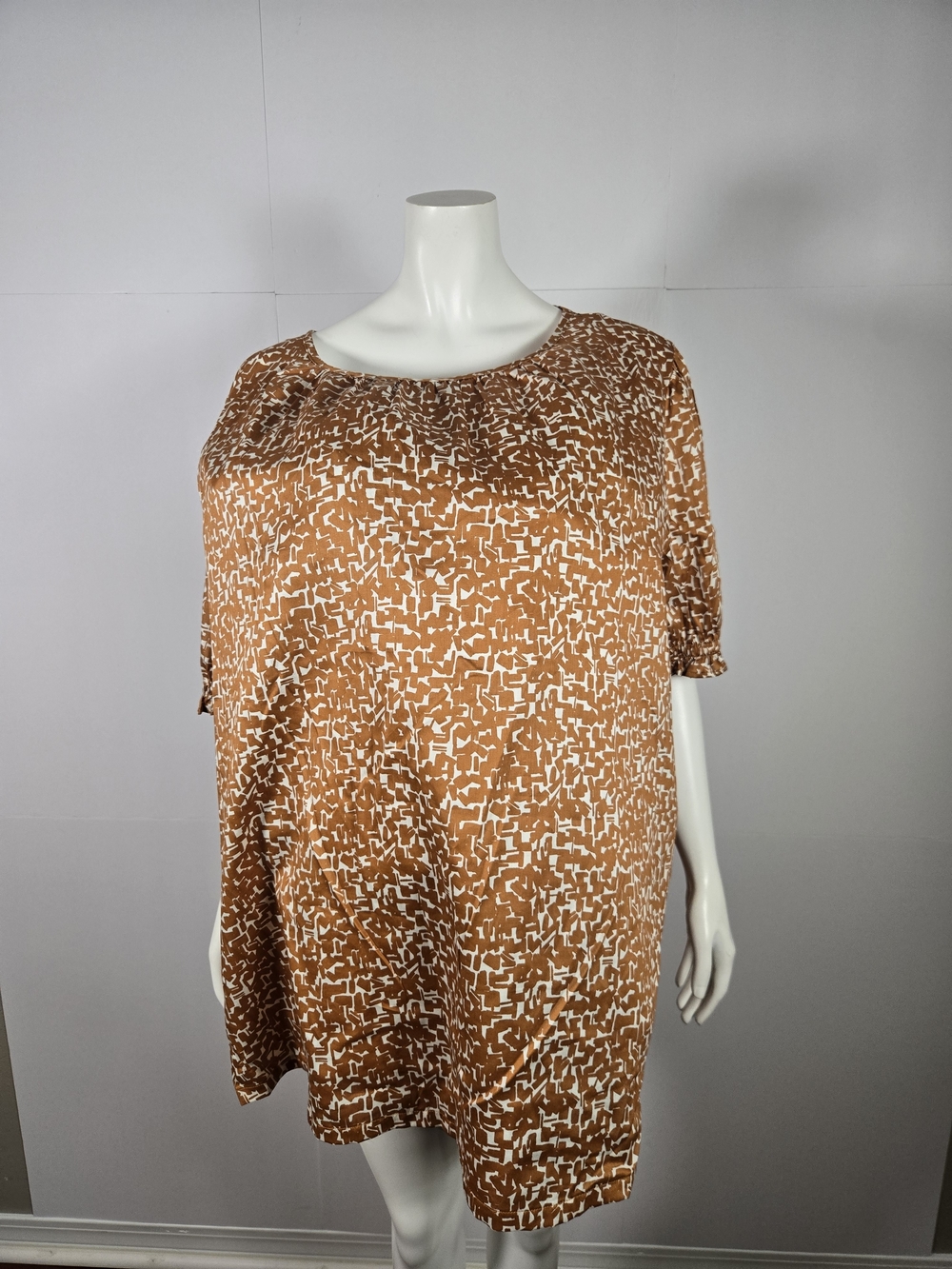 Ava & Viv Rust and White Abstract Print Tunic